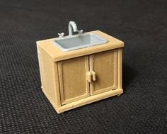 Doll House Kitchen Sink Cupboard Unit 3D Printer Model