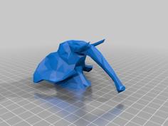 Low Poly Elephant Head With Mounting Hole 3D Printer Model