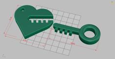 Heart And Key – Key Chain 3D Printer Model