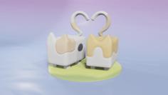 Cute Chubby Cat Couple 01 3D Printer Model