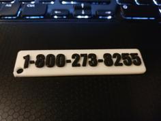 Suicide Prevention Hotline Keychain 3D Printer Model