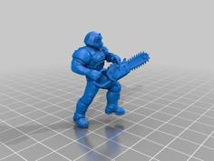 Doom Guy With Chainsaw Miniature 3D Printer Model