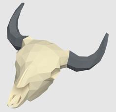 Low Poly Bison Skull V2 3D Printer Model