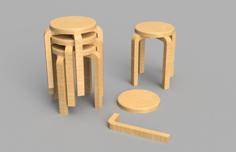 Artek Alvar Aalto Stool E60 1:12 For Doll House 3D Printer Model