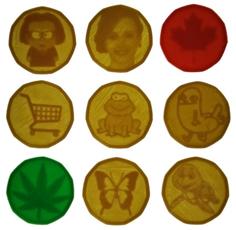 Hidden Lithophane Loonie Shopping Cart Tokens 3D Printer Model