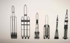 Falcon Heavy Wall Decoration 3D Printer Model