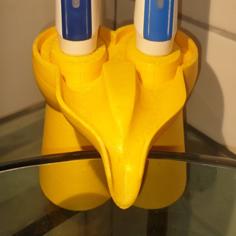 Double Oral B Toothbrush Holder With Gutter 3D Printer Model