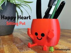 Happy Heart Sitting Pot 3D Printer Model