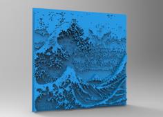 Minecraft 3DPrinting Art Tile – The Great Wave Off Kanagawa – 3D Printer Model