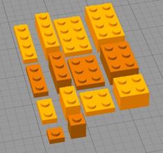 LEGO Basic Bricks (1×1-4 And 2×2-4, Small And Large) 3D Printer Model