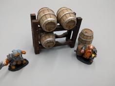 Large Cask Shelf – Dwarven AleWorks – 28mm 3D Printer Model