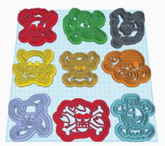 One Piece Jolly Roger Mugiwara Cookie Cutter Set 3D Printer Model