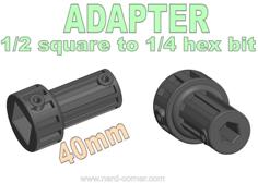 Adapter 1/2 Square To 1/4 Hex Bit 40mm 3D Printer Model