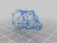 Bear Wireframe Pendant 3D Printer Model