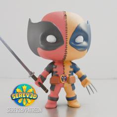 Deadpool Wolverine Fused Figure 3D Printer Model