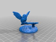 Posed Owl On Branch 3D Printer Model