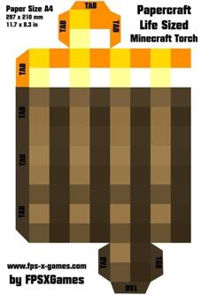 Minecraft Torch With Printeable Skin 3D Printer Model