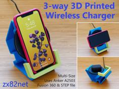 3-way Wireless Charger 3D Printer Model