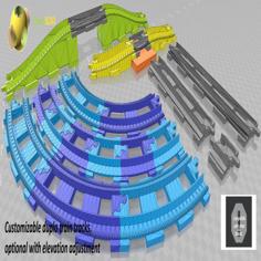 Customizable Train Tracks, Optional With Elevation Adjustment 3D Printer Model