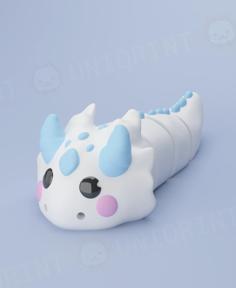 Flexi White Dragon Keychain 3D Printer Model