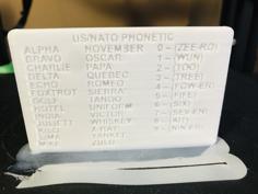 Nato Phonetic Alphabet Card 3D Printer Model