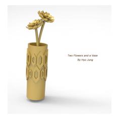 Two Flowers And A Vase Miniature 3D Printer Model