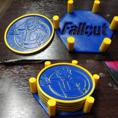 Fallout Vault Boy Coasters Set And Holder 3D Printer Model