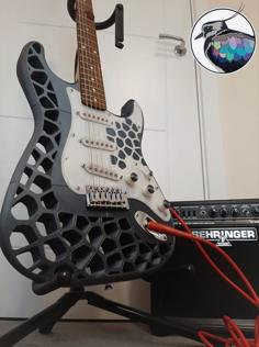 3D Printed Guitar Body – Stratocaster Type – Voronoi 3D Printer Model