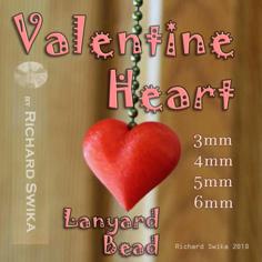 Valentine Heart Lanyard Bead For Lamp Pull, Shoelace, Pendant, Paracord 3D Printer Model