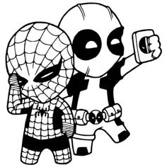 2D Spiderman And Deadpool 3D Printer Model