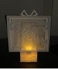 Nativity Scene Christmas Tea Light Shadow Box 3D Printer Model