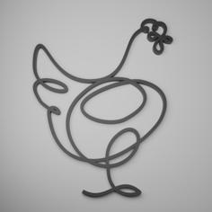 Chicken Line Art 3D Printer Model