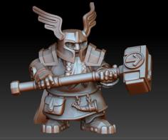 Warrior Dwarf With Two-handed Hammer (remastered) 3D Printer Model