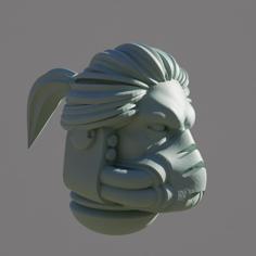 Space Samurai Head With A Ponytail (Customizeable) 3D Printer Model