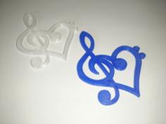 Music Key Heart 3D Printer Model