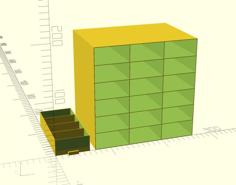 OpenScad Customizable Storage Box With Dividable Drawers 3D Printer Model