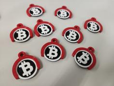 Bitcoin Shopping Cart Token With Holder (1 Euro) 3D Printer Model