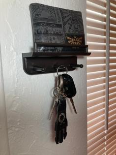 Mounted 3 Hook Key Holder With Shelf 3D Printer Model