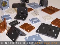 Hinges 180° And 270° – 34 Sizes, All Purpose, Print-in-Place, Ready-to-Print 3D Printer Model