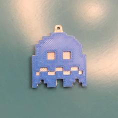 Blue Pac-Man Ghost Ornament 3D Printer Model