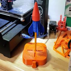 Rubber Band Rocket Push-Button Launch Pad 3D Printer Model