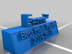 Best Math Teacher Award 3D Printer Model