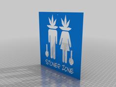 Stoner Weed Smoke Zone Doorplate Or Wall 3D Printer Model