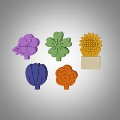 Flower Domino Set Of 5 3D Printer Model