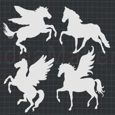 Horses And Pegasus 2D Wall Art 3D Printer Model