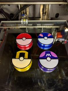 Poke Ball, Great Ball, Ultra Ball, And Master Ball Magnets (Pokemon) 3D Printer Model