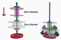 Vertical Spool Holder (modular) For Benchy Carousel (30-70mm, M6-M12 Rods) 3D Printer Model