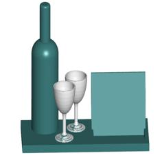 Wine Bottle / Glasses Business Card Holder (Expandable) 3D Printer Model