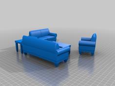 Dollhouse Living Room Set – Sofa – Love Seat – Chair – Tables 3D Printer Model