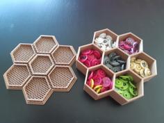 7 Hex Container For Small Parts And Games 3D Printer Model